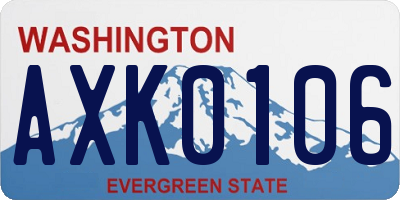 WA license plate AXK0106
