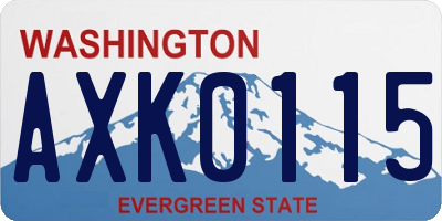 WA license plate AXK0115