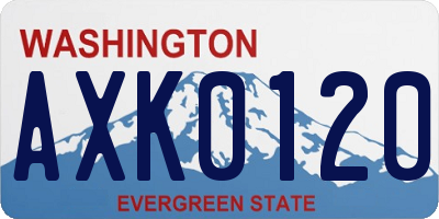 WA license plate AXK0120