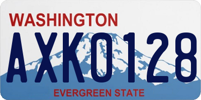 WA license plate AXK0128