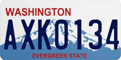 WA license plate AXK0134