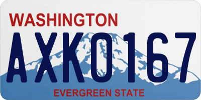 WA license plate AXK0167