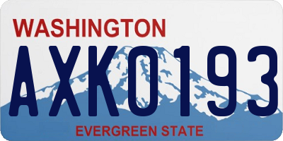 WA license plate AXK0193