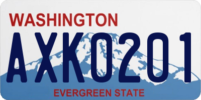 WA license plate AXK0201