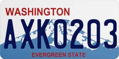 WA license plate AXK0203