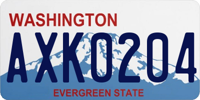 WA license plate AXK0204
