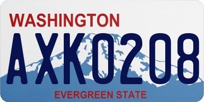 WA license plate AXK0208