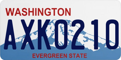 WA license plate AXK0210