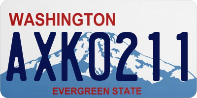 WA license plate AXK0211