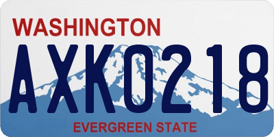 WA license plate AXK0218