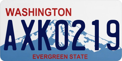 WA license plate AXK0219