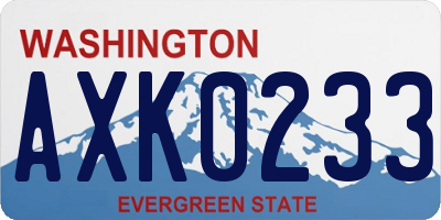 WA license plate AXK0233