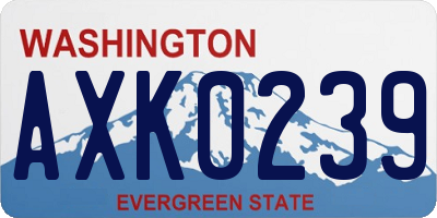 WA license plate AXK0239