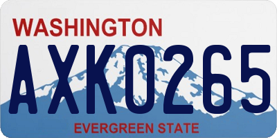 WA license plate AXK0265