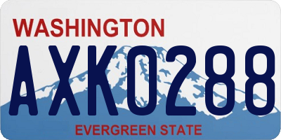 WA license plate AXK0288