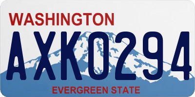 WA license plate AXK0294