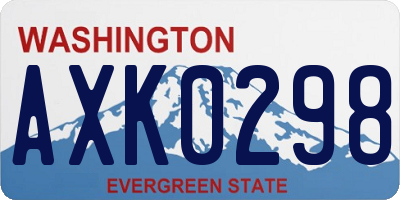 WA license plate AXK0298