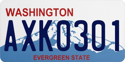 WA license plate AXK0301