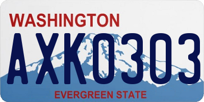 WA license plate AXK0303
