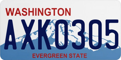 WA license plate AXK0305
