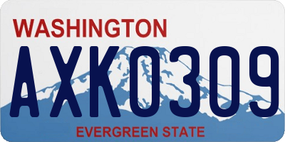 WA license plate AXK0309