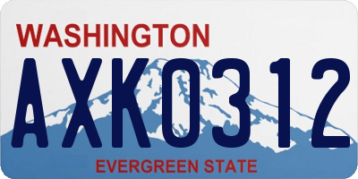WA license plate AXK0312
