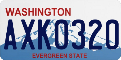 WA license plate AXK0320