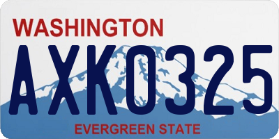 WA license plate AXK0325