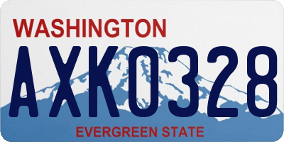 WA license plate AXK0328