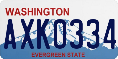 WA license plate AXK0334