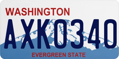 WA license plate AXK0340