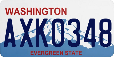WA license plate AXK0348