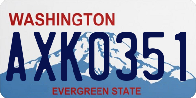 WA license plate AXK0351