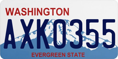 WA license plate AXK0355