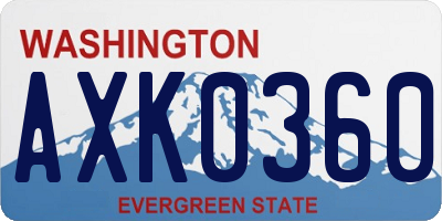 WA license plate AXK0360