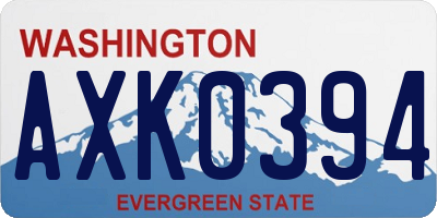 WA license plate AXK0394