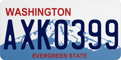 WA license plate AXK0399