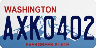WA license plate AXK0402