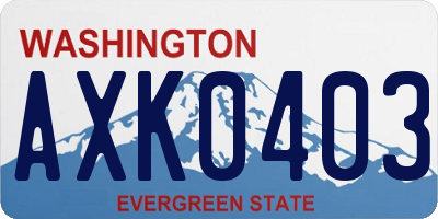 WA license plate AXK0403