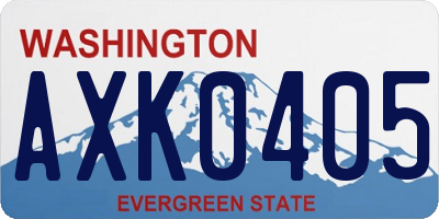 WA license plate AXK0405