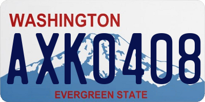 WA license plate AXK0408
