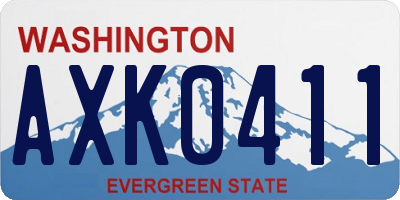 WA license plate AXK0411