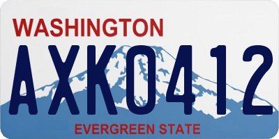 WA license plate AXK0412