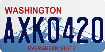 WA license plate AXK0420