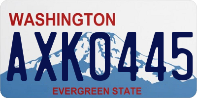 WA license plate AXK0445