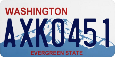 WA license plate AXK0451