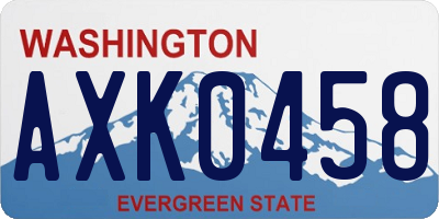 WA license plate AXK0458
