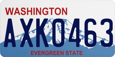 WA license plate AXK0463