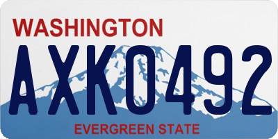 WA license plate AXK0492