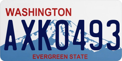 WA license plate AXK0493